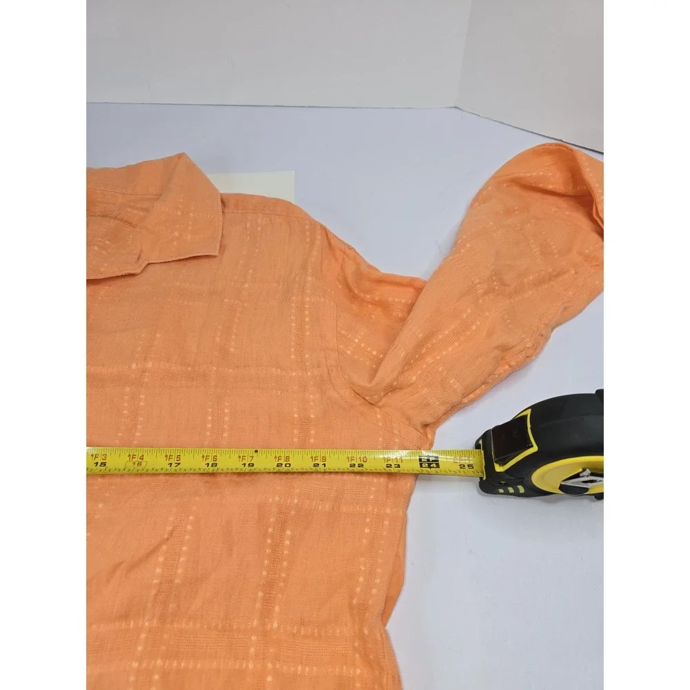 Tommy Bahama Men's‎ XL Orange 100% Linen Long Sleeve Button Up Shirt Beach Vtg